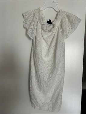 a.n.a White Eyelet Lace Midi Dress with Flutter Sleeves